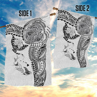 Hawaiian Manta Ray Tribal Garden Flag Polynesian Art Motifs White Color LT03 - Polynesian Pride
