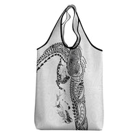 Hawaiian Manta Ray Tribal Grocery Bag Polynesian Art Motifs White Color LT03 - Polynesian Pride