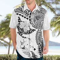 Hawaiian Manta Ray Tribal Hawaiian Shirt Polynesian Art Motifs White Color
