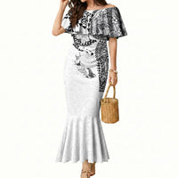 Hawaiian Manta Ray Tribal Mermaid Dress Polynesian Art Motifs White Color LT03 Women White - Polynesian Pride