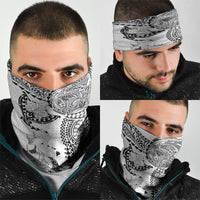 Hawaiian Manta Ray Tribal Neck Gaiter Polynesian Art Motifs White Color