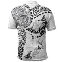 Hawaiian Manta Ray Tribal Polo Shirt Polynesian Art Motifs White Color LT03 - Polynesian Pride