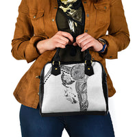 Hawaiian Manta Ray Tribal Shoulder Handbag Polynesian Art Motifs White Color