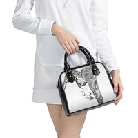 Hawaiian Manta Ray Tribal Shoulder Handbag Polynesian Art Motifs White Color