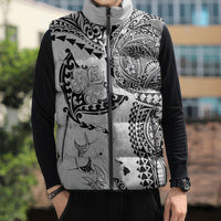 Hawaiian Manta Ray Tribal Sleeveless Puffer Jacket Polynesian Art Motifs White Color LT03 - Polynesian Pride