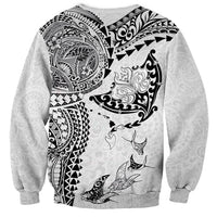 Hawaiian Manta Ray Tribal Sweatshirt Polynesian Art Motifs White Color