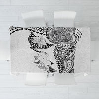 Hawaiian Manta Ray Tribal Tablecloth Polynesian Art Motifs White Color