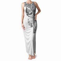 Hawaiian Manta Ray Tribal Tank Maxi Dress Polynesian Art Motifs White Color LT03 Women White - Polynesian Pride