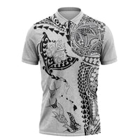 Hawaiian Manta Ray Tribal Zipper Polo Shirt Polynesian Art Motifs White Color LT03 White - Polynesian Pride