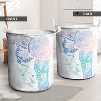 Hawaiian Manta Ray Tribal Laundry Basket Polynesian Art Motifs Sweet Pastel LT03 - Polynesian Pride