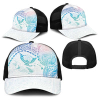 Hawaiian Manta Ray Tribal Baseball Net Cap Polynesian Art Motifs Sweet Pastel LT03 - Polynesian Pride