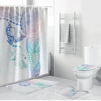Hawaiian Manta Ray Tribal Bathroom Set Polynesian Art Motifs Sweet Pastel LT03 Bathroom Set (4 pcs) Multicolor - Polynesian Pride
