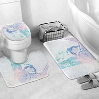 Hawaiian Manta Ray Tribal Bathroom Set Polynesian Art Motifs Sweet Pastel LT03 Mat Set Only (3 pcs) One Size Multicolor - Polynesian Pride