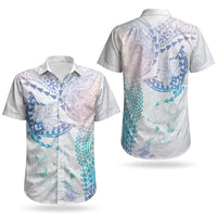 Hawaiian Manta Ray Tribal Couples Matching Long Sleeve Bodycon Dress and Hawaiian Shirt Polynesian Art Motifs Sweet Pastel LT03 - Polynesian Pride