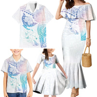 Hawaiian Manta Ray Tribal Family Matching Mermaid Dress and Hawaiian Shirt Polynesian Art Motifs Sweet Pastel LT03 - Polynesian Pride