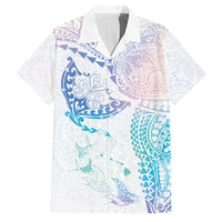 Hawaiian Manta Ray Tribal Family Matching Off The Shoulder Long Sleeve Dress and Hawaiian Shirt Polynesian Art Motifs Sweet Pastel LT03 Dad's Shirt - Short Sleeve Multicolor - Polynesian Pride