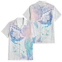 Hawaiian Manta Ray Tribal Family Matching Short Sleeve Bodycon Dress and Hawaiian Shirt Polynesian Art Motifs Sweet Pastel LT03 Dad's Shirt - Short Sleeve Multicolor - Polynesian Pride