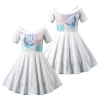 Hawaiian Manta Ray Tribal Family Matching Summer Maxi Dress and Hawaiian Shirt Polynesian Art Motifs Sweet Pastel LT03 Daughter's Dress Multicolor - Polynesian Pride