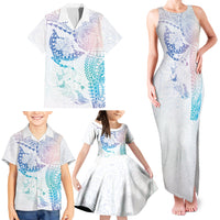Hawaiian Manta Ray Tribal Family Matching Tank Maxi Dress and Hawaiian Shirt Polynesian Art Motifs Sweet Pastel LT03 - Polynesian Pride