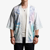 Hawaiian Manta Ray Tribal Kimono Polynesian Art Motifs Sweet Pastel