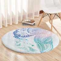 Hawaiian Manta Ray Tribal Round Carpet Polynesian Art Motifs Sweet Pastel LT03 - Polynesian Pride