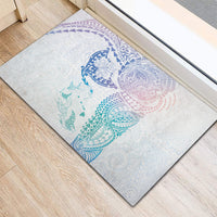 Hawaiian Manta Ray Tribal Rubber Doormat Polynesian Art Motifs Sweet Pastel LT03 - Polynesian Pride