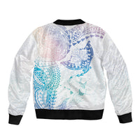 Hawaiian Manta Ray Tribal Sleeve Zip Bomber Jacket Polynesian Art Motifs Sweet Pastel LT03 - Polynesian Pride