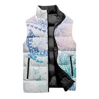 Hawaiian Manta Ray Tribal Sleeveless Puffer Jacket Polynesian Art Motifs Sweet Pastel LT03 - Polynesian Pride
