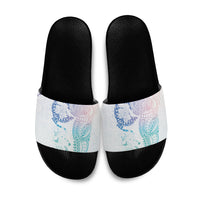 Hawaiian Manta Ray Tribal Slide Sandals Polynesian Art Motifs Sweet Pastel LT03 Multicolor - Polynesian Pride
