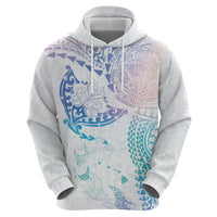 Hawaiian Manta Ray Tribal Zip Hoodie Polynesian Art Motifs Sweet Pastel