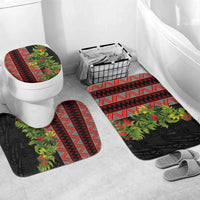 Maori Tukutuku Bathroom Set with Ferns Pohutukawa and Kowhai Tribal Moko Patterns