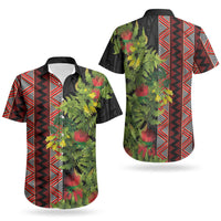 Maori Tukutuku Couples Matching Mermaid Dress and Hawaiian Shirt with Ferns Pohutukawa and Kowhai Tribal Moko Patterns