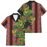 Maori Tukutuku Family Matching Mermaid Dress and Hawaiian Shirt with Ferns Pohutukawa and Kowhai Tribal Moko Patterns LT03 Dad's Shirt - Short Sleeve Multicolor - Polynesian Pride