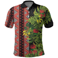 Maori Tukutuku Polo Shirt with Ferns Pohutukawa and Kowhai Tribal Moko Patterns LT03 Multicolor - Polynesian Pride