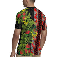 Maori Tukutuku Rugby Jersey with Ferns Pohutukawa and Kowhai Tribal Moko Patterns