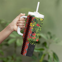 Maori Tukutuku Tumbler With Handle with Ferns Pohutukawa and Kowhai Tribal Moko Patterns