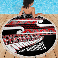 New Zealand Christmas Beach Blanket Funny Santa Claus Haka Dance with Tukutuku