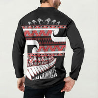 New Zealand Christmas Button Sweatshirt Funny Santa Claus Haka Dance with Tukutuku