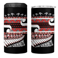 New Zealand Christmas 4 in 1 Can Cooler Tumbler Funny Santa Claus Haka Dance with Tukutuku