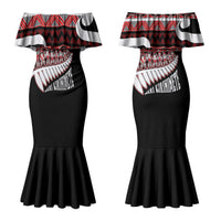 New Zealand Christmas Family Matching Mermaid Dress and Hawaiian Shirt Funny Santa Claus Haka Dance with Tukutuku LT03 Mom's Dress Multicolor - Polynesian Pride