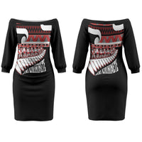 New Zealand Christmas Family Matching Off The Shoulder Long Sleeve Dress and Hawaiian Shirt Funny Santa Claus Haka Dance with Tukutuku LT03 Mom's Dress Multicolor - Polynesian Pride