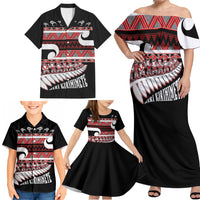 New Zealand Christmas Family Matching Off Shoulder Maxi Dress and Hawaiian Shirt Funny Santa Claus Haka Dance with Tukutuku LT03 - Polynesian Pride