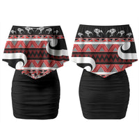 New Zealand Christmas Family Matching Off Shoulder Short Dress and Hawaiian Shirt Funny Santa Claus Haka Dance with Tukutuku LT03 Mom's Dress Multicolor - Polynesian Pride