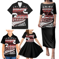 New Zealand Christmas Family Matching Puletasi and Hawaiian Shirt Funny Santa Claus Haka Dance with Tukutuku LT03 - Polynesian Pride
