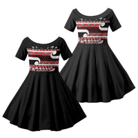 New Zealand Christmas Family Matching Puletasi and Hawaiian Shirt Funny Santa Claus Haka Dance with Tukutuku LT03 Daughter's Dress Multicolor - Polynesian Pride
