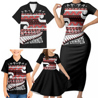 New Zealand Christmas Family Matching Short Sleeve Bodycon Dress and Hawaiian Shirt Funny Santa Claus Haka Dance with Tukutuku LT03 - Polynesian Pride