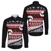 New Zealand Christmas Family Matching Short Sleeve Bodycon Dress and Hawaiian Shirt Funny Santa Claus Haka Dance with Tukutuku LT03 Dad's Shirt - Long Sleeve Multicolor - Polynesian Pride