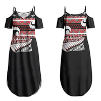 New Zealand Christmas Family Matching Summer Maxi Dress and Hawaiian Shirt Funny Santa Claus Haka Dance with Tukutuku LT03 Mom's Dress Multicolor - Polynesian Pride