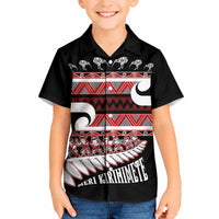 New Zealand Christmas Kid Hawaiian Shirt Funny Santa Claus Haka Dance with Tukutuku LT03 Kid Multicolor - Polynesian Pride