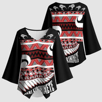 New Zealand Christmas Kimono Sleeve Blouse Funny Santa Claus Haka Dance with Tukutuku